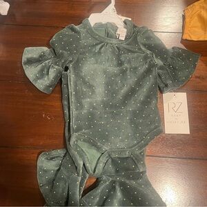 Rachel Zoe Green Romper with Gold Dots